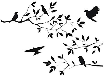 Baum Zweige Vögel Wandaufkleber Removable Vinyl Schlafzimmer Wohnzimmer Kunstwand Schwarz Wandtattoo Dekoration DIY Deco Abnehmbare Wandaufkleber(Vögel)