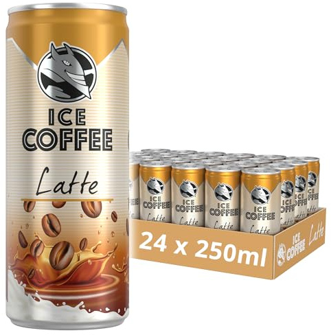 HELL Ice Coffee Latte | 24 latas de 250 ml | 40 mg/100 ml de cafeína | Contiene extractos de grano de café arábica real y Robusta | 75% leche UHT | Sin conservantes | Café helado | Listo para beber