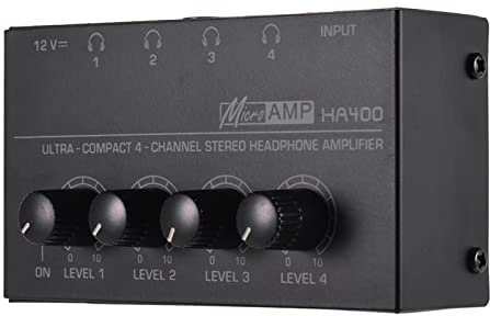 Juspins HA400 Amplificatore Stereo Per Cuffie Stereo Stereo a 4 Canali Con Adattatore Di Alimentazione