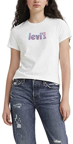 Levi's Damen The Perfect Tee T-Shirt,Poster Logo Bright White,S