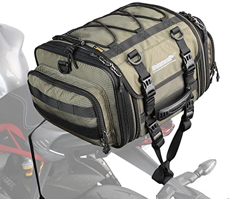 Rhinowalk - Borsa da moto per sedile posteriore, 19-26 l, impermeabile, da sella, da viaggio, espandibile