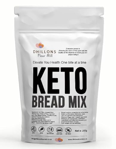 Keto Bread Mix 800g by Dhillons Flour Mill | Makes 4 bread loaves, 8 pizzas and 20 tortilla wraps | Low Carb | Suitable for Keto, Paleo, Vegan friendly Diets | All round Baking Flour