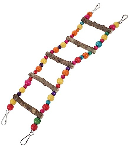 POPETPOP Échelle d'escalade pour Perroquet et Perruche Jouet Suspendu en Naturel pour Cage à Oiseaux Accessoire pour Entraînement et Exercice des Petits Oiseaux