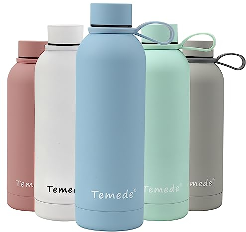 Temede Small Stainless Steel Insulated Water Bottle 500ml, Vacuum Flask BPA-Free, 12hrs Hot & 24hrs Cold Drinks, Thermal Metal Sports Bottles,Leakproof Double Wall Drinking for Kids,Gym,Running,Travel