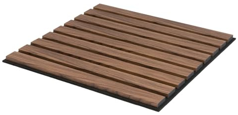 KGM Akustikpaneel ExPress 50 - Walnuss 50x50cm - Schallabsorbierende Wandpaneele in hochwertiger Holzoptik - Set 4 Stück - Ideale Wandverkleidung für eine moderne Inneneinrichtung