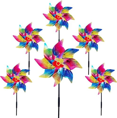 Molino de Viento Reflectante, Hillylolly Molinillo de Viento Ahuyenta Pajaros, Molino de Viento Antipalomas, Molinillo de Viento para Balcón, para Proteger Jardines, Huertos, Granjas, Techos