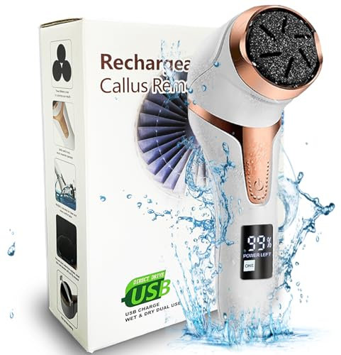 Electric Callus Remover for Feet (with Dander Vacuum), Portable Pedicure Kit Foot File Callus Remover, Rechargeable Waterproof Foot File for Foot Care Deadskin Remover with 3Head&LCD Display
