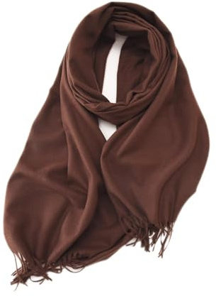 KARMA.DIEM Écharpe en cachemire et mérinos | Écharpe unisexe pour femme et homme | Ultra douce et de haute qualité, étole pashmina XXL confortable, extra large, noire – 180 x 65 cm (Marron Fonce)