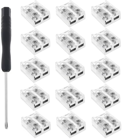 VGOL 15 Piezas Conector de Tira de Luz LED de Un Solo Color 10 Mm 2 Pines 13,4 X 11,5 X 6,5 Mm para Conexión de Cable COB SMD de 5 V 12 V Y 24 V 18 AWG 20 AWG Y 22 AWG