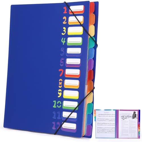 Carpeta Archivadora A4,Carpeta Separadora de 12 Páginas,Carpetas Archivadoras Expandible,Carpeta Etiquetada,Carpeta Clasificadora,Carpeta Etiquetada,para Papelería Escolar,Oficina,Ferroso,azul