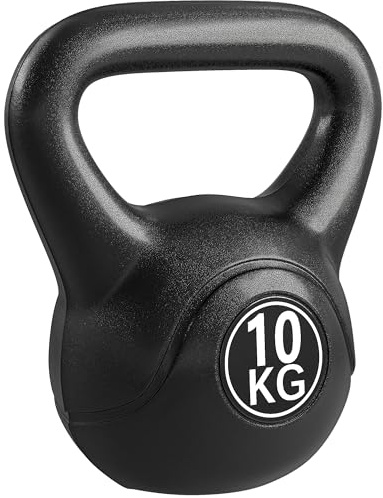 HOMCOM Kettlebell 10 kg avec Poignée Ergonomique pour Fitness, Gym, Noir