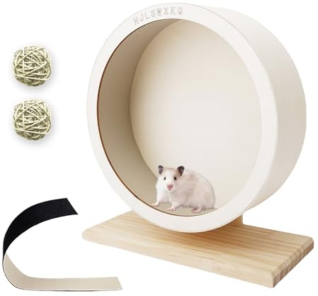 HJLSWXKQ 12 in Large Silent Exercise Hamster Wheel – Wooden Hamster Wheel with Removable Washable Track, Quiet Wheel for Gerbils, Mouse, Syrian Hamster,Hedgehog