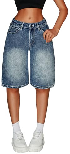 Bermuda Jeans Shorts Mädchen Kinder Baggy High Waist Denim Shorts Atmungsaktiv Sommershorts Teenager Weich Kurz Jeanshose Sommer Jeansshorts Mit Taschen Casual Dünne Hotpants