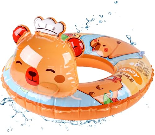 WFKKMEQ Capybara Swim Rings Inflatable Floats Rings for Kids, Capybara Swimming Ring Inflatable Pool Floats Swimmings Pools Float Toy Swim Ring for Kids Water Sports Swimmings Pools