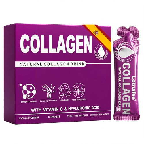 Colágeno Hidrolizado Puro + Ácido Hialurónico + Vitamina C - Suplemento Líquido De Colágeno 10.000 Mg - FóRmula Avanzada - Mejora La Salud Articular, Firmeza De La Piel Y Vitalidad, 14 Bolsas