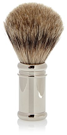 Golddachs Rasierpinsel, 100% Dachs-Zupfhaar, Metall, silber