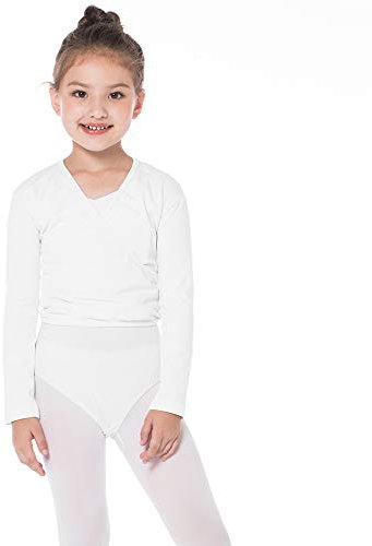 Bezioner Kinder Ballett Wickeljacke Gymnastik Tanz Ballettjacke Lange Ärmel für Mädchen Damen Weiß M