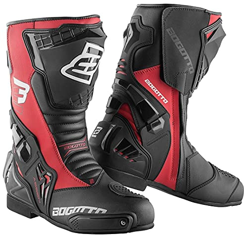 Bogotto Assen Bottes de moto, noir/rouge, 48