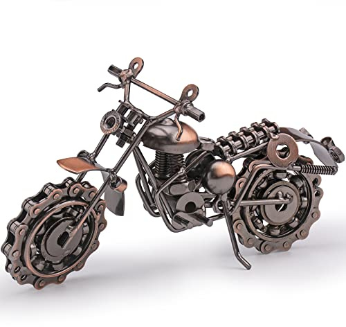 Famgee Kreativa retro metallhantverk konst motorcykel modell järn motorcykel modell med kedjehjul heminredning prydnader - koppar