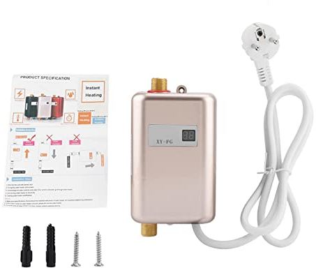 Mini chauffe-eau instantané électrique sans réservoir, 220V 3800W sans salle de bains Cuisine Chauffe-eau (d'or)