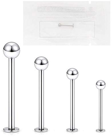 WARRIOR Piercing di Labbro Labret Trago Helix orecchio stud Sterile in Titanio G23 con una Sfera a 3mm Singolo Pezzo (10)