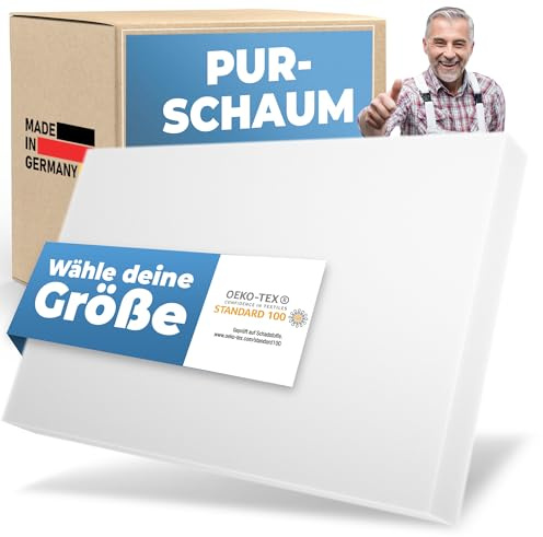 saarschaum • PUR Schaumstoffplatte • Wähle Raumgewicht und Stärke • RG 5080 202x122x0,5cm • Schaumstoff meterware • auflagen, Kissen & Polster