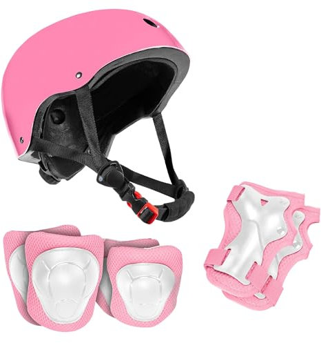 Niftii Kids Helmet with Pads - Adjustable Multi-Sport Complete Safety Gear for Cycling, Skateboarding & Scooting, Ideal for Boys & Girls Ages 3-15 Kids Bike Helmet Set, Pink