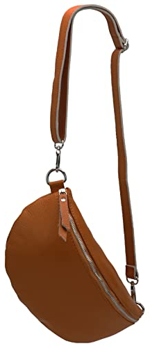 SH Leder ® echt Leder Hüfttasche Damen Herren Unisex Gürteltasche für Festival Reise Bauchtasche große Crossbody Bag Frauen Ledertasche 30x18cm Lala G399 (Cognac)