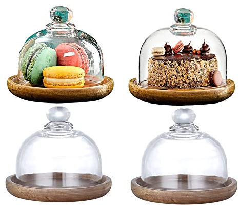 Tiamu Presentoir a Gateau avec Couvercle, Cloche à Gâteaux Transparent, Support Gateau Rond pour Pâtisserie et Desserts, Plateau Gateau Mariage pour Salades, Fruit, Cuisine, Buffet(10.5x9.5cm)