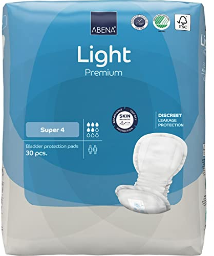 ABENA Light Incontinence Pads, Eco-Labelled Women's Pads Adults, Breathable and Comfortable with Fast Absorption and Protection, Light Maxi 4, White, 850 ml, 30 PK