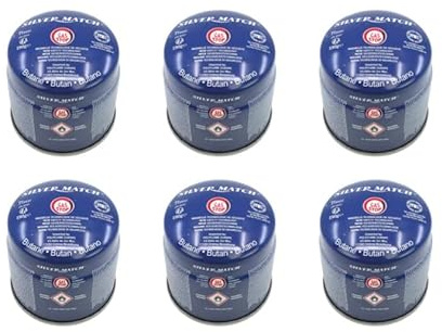 SILVER MATCH 6 cartouches de gaz perçables de 190 g de butane pour camping, extérieur, fête, urgence, etc