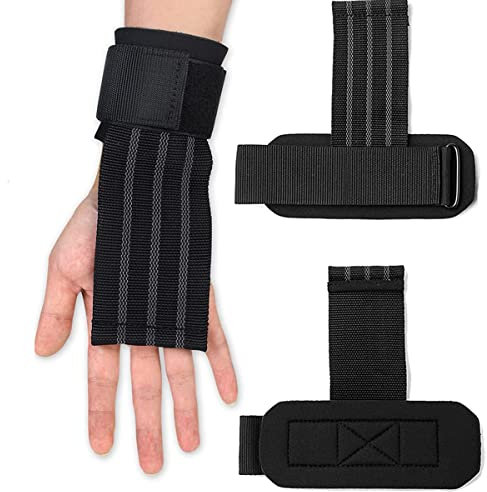 KOKITS Zughilfen Krafttraining, Zug Hilfe Gym, Zughilfen Handgelenk Bandagen Für Bodybuilding Fitness, Powerlifting, Crossfit Schwarz Baumwollgewebe Schlingen