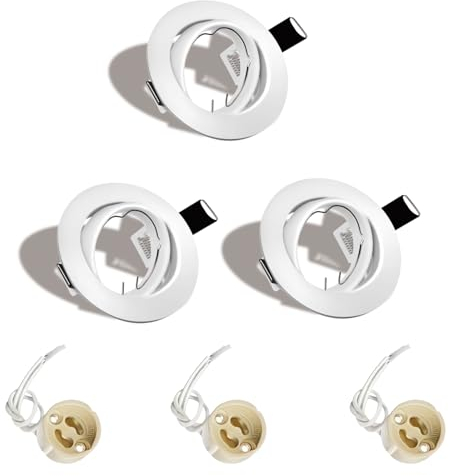 ATB-Foger 3 Pack White Recessed Ceiling Spotlights GU10 Light Mounting Frame Round Spotlights Trim Ring Fitting 30°Tilt Swivel Spotlight Fitting for Spotlight MR16 and 50mm Bulb Halogen