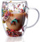 Klar Doppelwandige Gläser - Latte Macchiato, Cappuccino, Kaffee, Tee Mit Henkel - Kreativ Blumen Design - Thermogläser Für Milchkaffee, Espresso, Saft