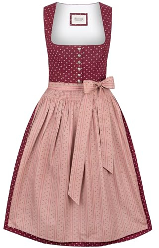 Heimatgwand Dirndl Gina Vestido, Burdeos, 50 Mujeres