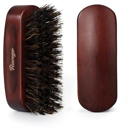 RAVEGO Brosse à cheveux en poils de sanglier pour l'entretien quotidien de la barbe, petite brosse à barbe de voyage