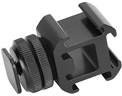 Chromlives - Adaptador de zapata fría, zapata de flash a 1/4 1/4 pulgadas Dual Layer Screw Cold Shoe Hot Adapter Bracket Stand, One for Three Multifunción, Fill Light Stand Camera