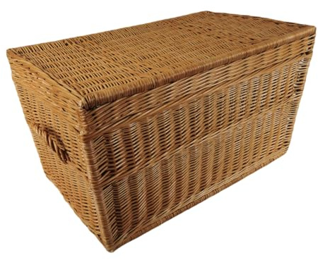 Truhe mit Deckel aus Weide braun natur 80x50x48 cm