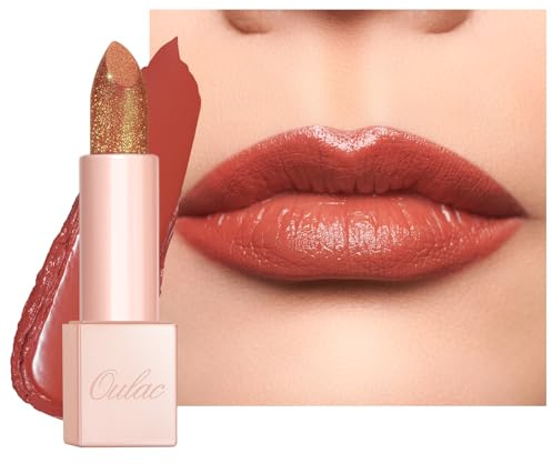 OULAC Feuchtigkeits Glanz Lippenstift Rötlich Braun, Schimmernder mit Glänzender Oberfläche, Cremige Textur, Lippenpflege für Feuchtigkeitsspendende Lippen, Infinity Moisture, Vegan 09 Fussy