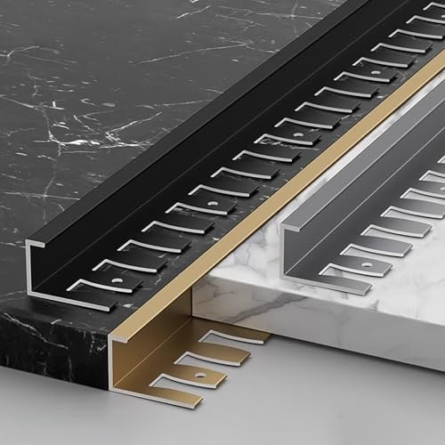 Raouoae Profili In Alluminio Pieghevoli Da 135cm Per Bordi Di Piastrelle - Profilo A C In Metallo Per Finiture Di Piastrelle Da Parete E Pavimento - Facile Da Installare, 2 Pezzi(Schwarz,Hoch: 5.5mm)