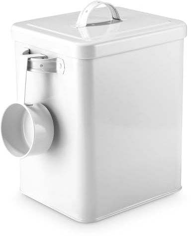 Azyvum Caja de almacenamiento de detergente, 6,5 L, metal en polvo, caja de almacenamiento para comida para perros, comida para gatos, granos de café