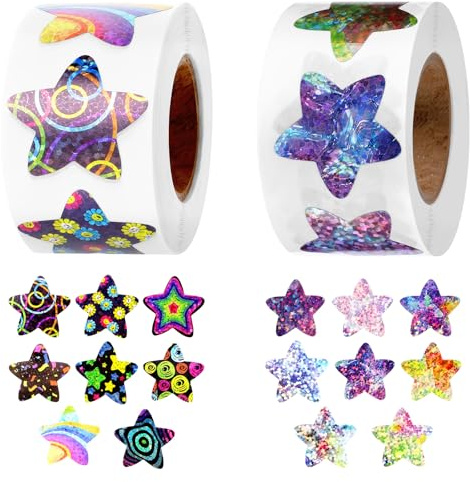 Giantree 1000 Stück Bunt Sterne Aufkleber, 2,5 cm Glitzer Sterne Sticker Thema Weltraum Sternaufkleber für Kinder Belohnungs Selbstklebende Aufkleber für Kinder Schulkinder Klassenzimmer Zuhause