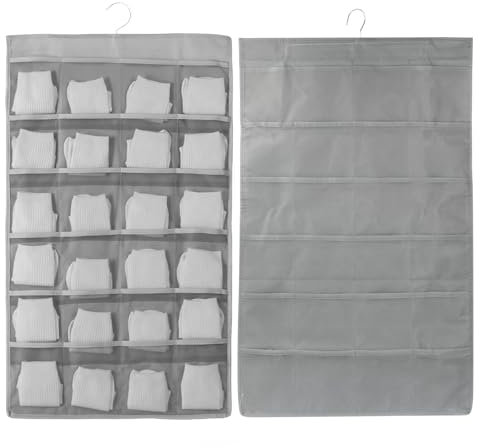 Wisebom 2Pcs Hanging Storage Shelves with 36 Pockets, Foldable Wardrobe Closet Organiser, Double-Sided Storage Mesh Pockets Bra Underwear Socks Ties Organiser, 80 x 48cm Space-Saving Clothes Closet