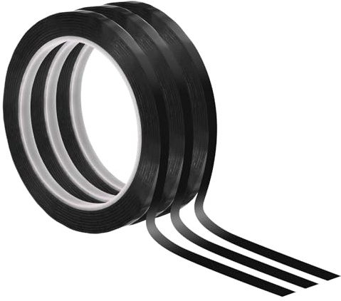 PATIKIL Vitt väggband 5 mm x 66 m, 3-pack tunt whiteboardband för grafiskt diagram markering gör-det-själv-konst, svart