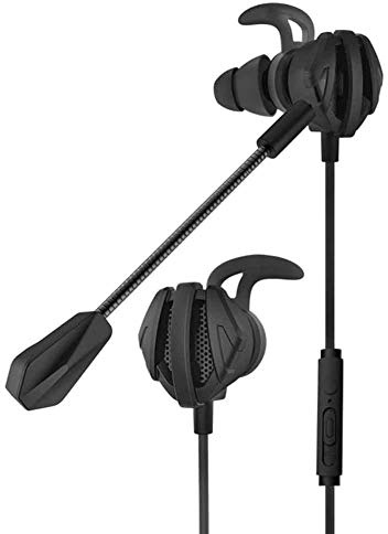 MOVKZACV G6 - Auriculares para juegos con cable con doble micrófono, auriculares intraurales para juegos con cancelación de ruido, auriculares adecuados para PC, teléfono móvil (Blcack)