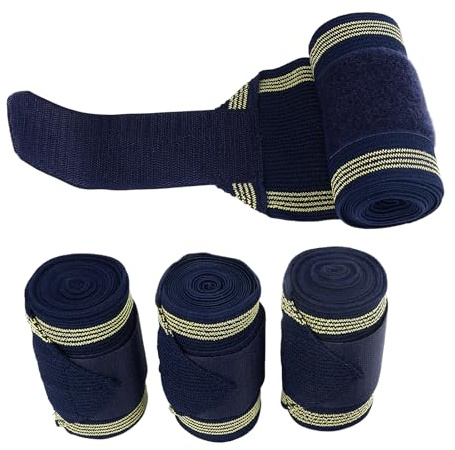 UPALDHOU Elastiska Benlindor för Häst, Lätta och Bekväma Bandage, 4 Benlindor för Stall, för Träning och Tävling, Svart