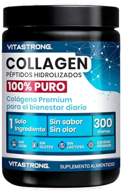 Colágeno Hidrolizado en Polvo COLLinstant, 100% Puro, Tipo I y III, Sin Sabor ni Olor, Colágeno Bovino en Polvo Vitastrong con Cuchara Dosificadora de 10g, Sin Gluten, Lactosa, OGM