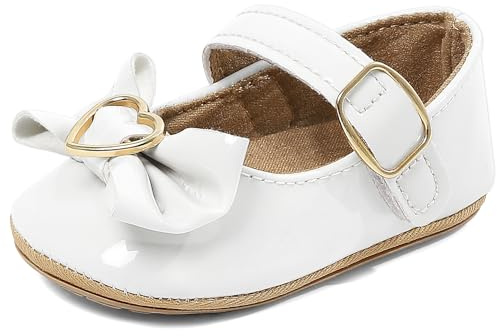 LACOFIA Baby Girls Anti-Slip First Walking Shoes Infant Bowknot Mary Jane Princess Party Shoes Prewalkers