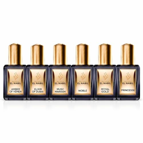 El Nabil - Set med 6 parfymextrakt - prinsessa/kungligt guld, ädel/makah/Elixir of Dubai/Yemen bärnsten