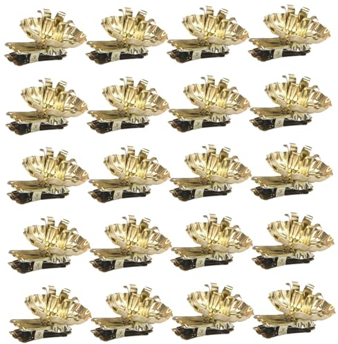 20 portavelas de árbol de Navidad con Forma de Flor de Metal Dorado con Clip clásico para decoración de árbol de Navidad, cumpleaños, Boda, Fiesta